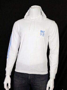 NWT Vineyard Vines Men’s Whale 98 Graphic Pocket Jersey Hoodie Cotton White